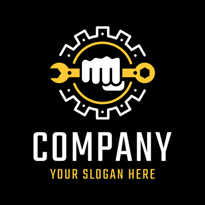 hand with wrench in cog wheel logo - Automobiles & Vehículos
